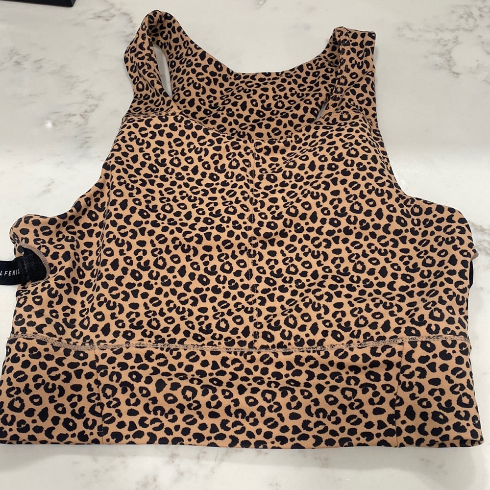 Leopard Print Sports Bra - Tan & Black